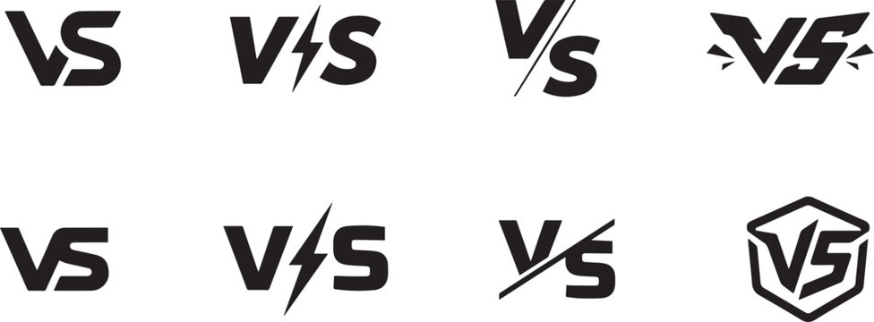 Versus icons set. VS letters set. Battle icons. Set of versus logo letters. VS or versus symbol design template for sports, fight, competition, battle, match, game.