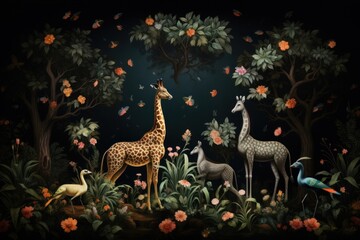Naklejka premium Animal giraffe wildlife outdoors.