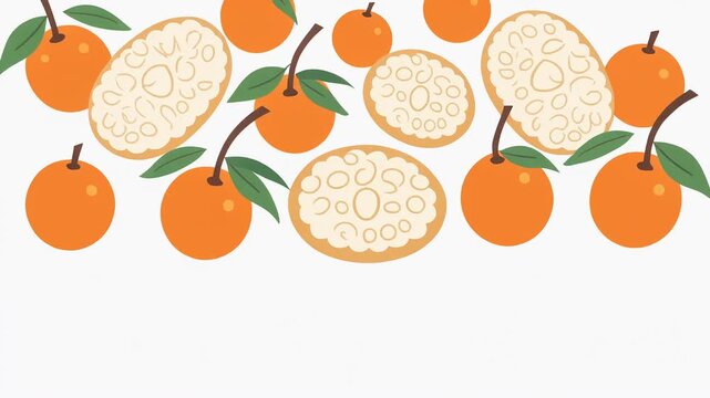 Seamless pattern of fresh oranges and citrus slices on a white background