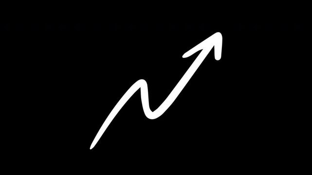 Dynamic Hand Drawn Zigzag White Arrow Rising Upward Motion
