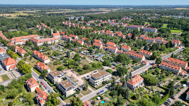 Wustermark aus der Vogelperspektive &ndash; Luftaufnahme der Ortschaft im Havelland bei Berlin, August 2026