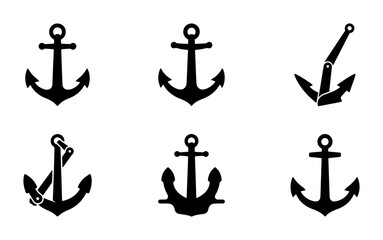 Nautical Anchor Icons Set, Marine Symbol Collection, Vector Graphics for Maritime Design, Sailing and Ocean Themes © Shakib