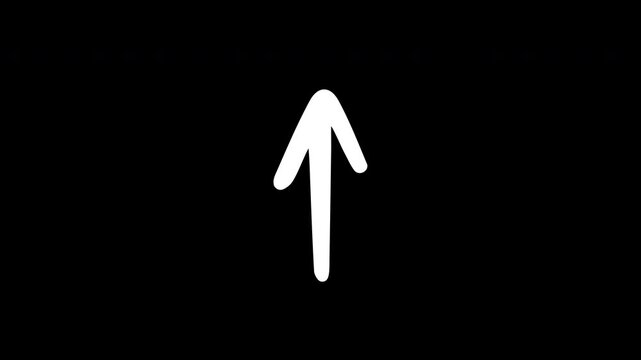 Vertical Hand Drawn White Arrow Pointing Straight Up Motion