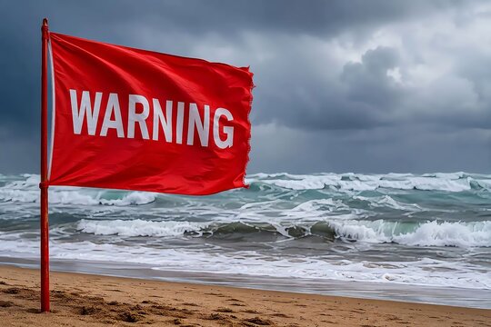 red flag on the beach