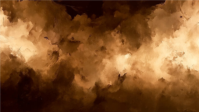 Abstract Watercolor textured background with brown and golden hues resembling smoke or clouds, with organic, swirling patterns and an impressionistic feel.