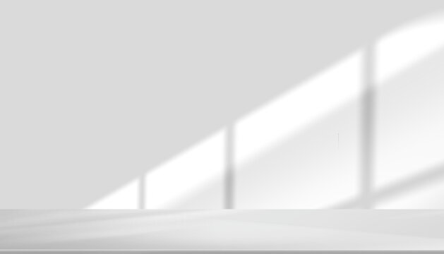Background Wall, White Shadow And Autumn Light, Textured Abstract Interior Home Gradient, Minimal Gray And Silver Room Frame Design For Product Display, Presentation, Advertising Template And Mockup.