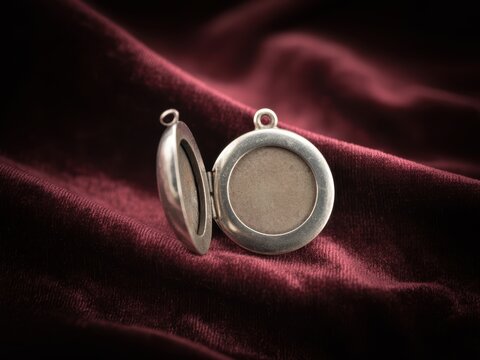 Single tarnished silver locket its clasp slightly ajar isolated on transparent background, high fidelity v2-6x