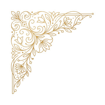 Gold tulip flower corner border for spring wedding invites.