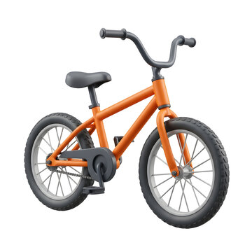 Bright orange bicycle for children isolated on a white background