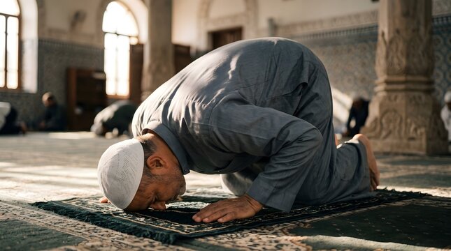 a person who is prostrating in prayer