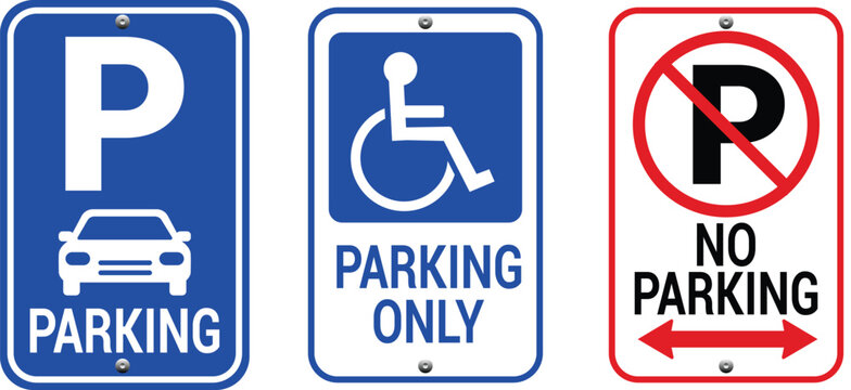 Three different parking signs