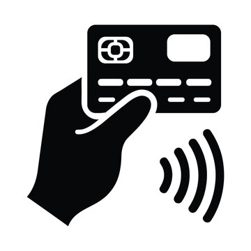 Contactless Payment Icons Hand Holding Credit Card with NFC Technology Wireless Transaction Set for Mobile Apps and Ecommerce Checkout Graphic Design Vector
