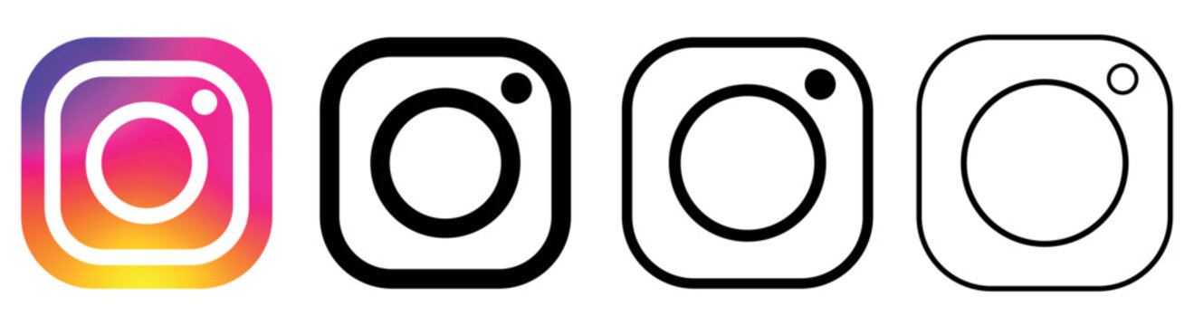 Instagram icon set. Social media symbol collection. Simple rounded pictograms for mobile apps, web interface, profile, communication, branding and digital design.