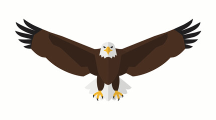 Fototapeta premium Majestic bald eagle flat vector illustration featuring a powerful bird of prey with wings fully spread in flight for professional design projects