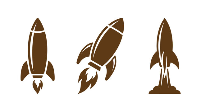 Space rocket launch sequence icons including ignition and flight with ignition propulsion exploration astronomy blastoff technology universe aerospace launchpad trajectory