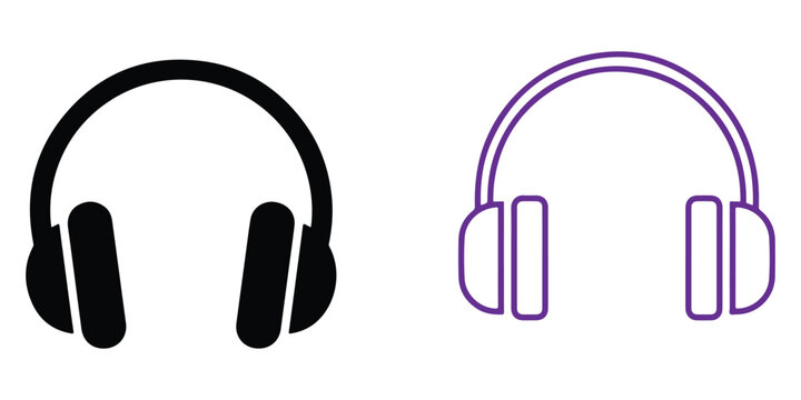 Black and outline headphone icons