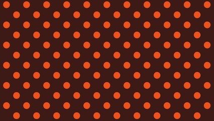 Seamless Orange Polka Dot Pattern on Dark Brown Background for autumn themes, retro wrapping papers, and abstract textile designs. © Wulandari Istianah