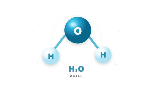 Molecular structure animation of h2o water molecule displaying chemical bonding motion