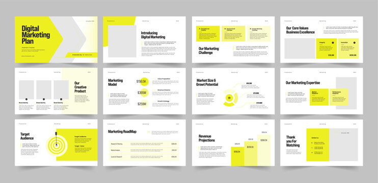 Minimal Yellow Digital Marketing plan Presentation