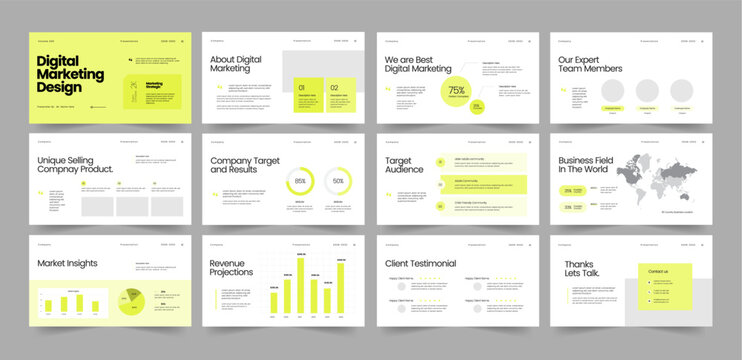 Digital Marketing Presentation Yellow Color Template