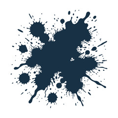 Obraz premium Detailed grunge splatter design dark blue ink stain with intricate spray for modern decor