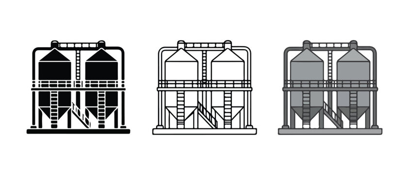 Diagram Showing Different Levels of Grain Silos Storage Capacity with Staircases Inside