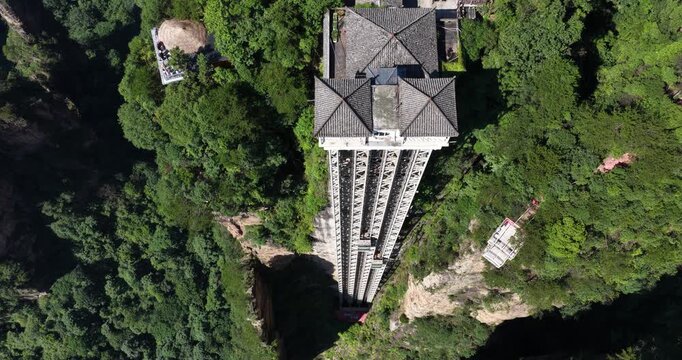  Observation elevator at mountain of Zhangjiajie Wulingyuan National Park,China