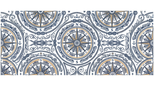 Vintage Nautical Compass Pattern Background