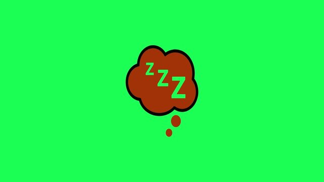 A brown thought bubble containing green z letters representing sleep or dreaming on a bright green background