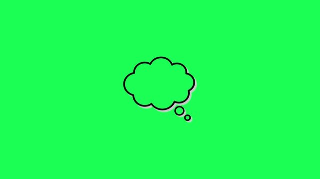 A simple thought bubble icon isolated on a vibrant green background for creative communication and design projects