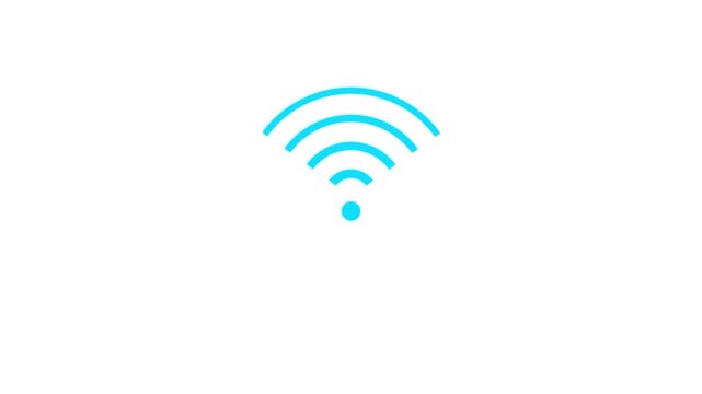 Animated Wi-Fi signal icon connection concept motion graphic internet. Animated blue  Wi-Fi icon on a white background with a clean modern design.