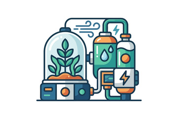 Fototapeta premium Biotechnology Plant Energy System Vector Illustration