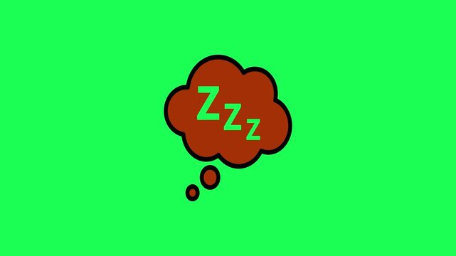 Cartoon sleep bubble with zzz letters on a vibrant green background illustration