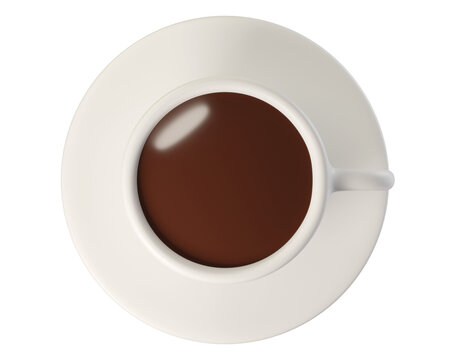 Coffee Cup and Saucer Isolated. View from above. Icon for bakery, cafe, food delivery, restaurant menu, pastry app. 3d render
