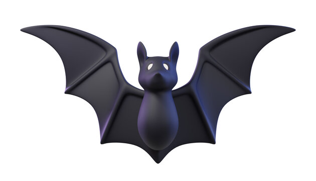 3D Cartoon black Bat Isolated with wings, perfect for Halloween designs, spooky decor, party. 3d render
