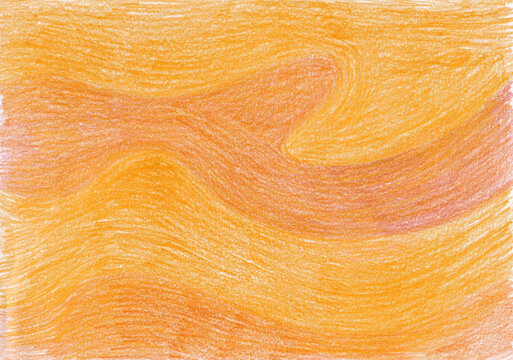 Vibrant orange, yellow pencil texture with soft wave like strokes, different shades. Hand drawn background full of warmth and energy. Perfect for posters, invitations, scrapbooking, digital projects.