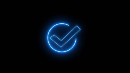 Abstract neon tick mark icon conceptual loop illustration. © MD. MAHABUR