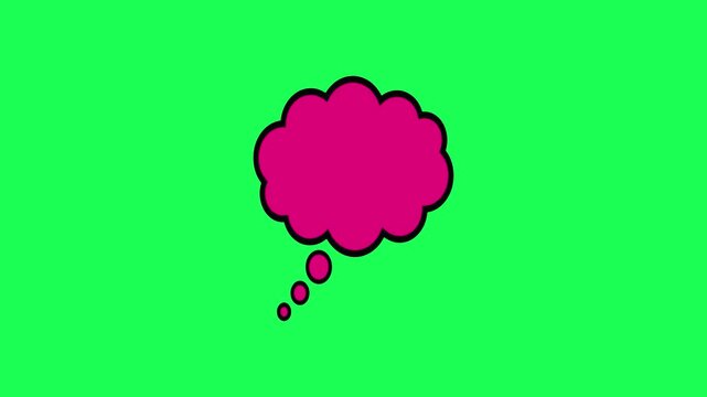 Bright pink thought bubble illustration on a vibrant green background for creative concepts