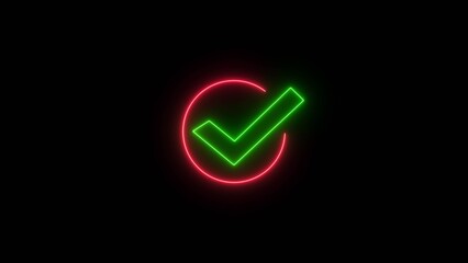 Abstract neon tick mark icon conceptual loop illustration. © MD. MAHABUR