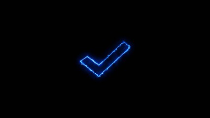 Abstract neon tick mark icon conceptual loop illustration. © MD. MAHABUR