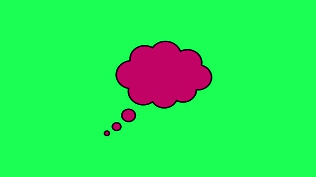 Bright pink thought bubble illustration on a vibrant green background for creative concepts