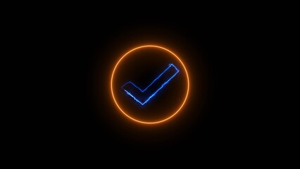 Abstract neon tick mark icon conceptual loop illustration. © MD. MAHABUR