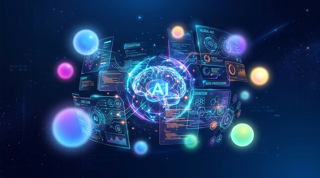 Artificial Intelligence Glowing Brain Neural Network Visualization