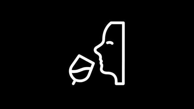 Animated icon of a person drinking wine, with subtle motion effects
