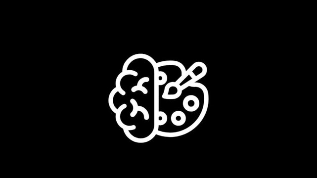 Creative thinking and artistic inspiration represented by a brain and paintbrush