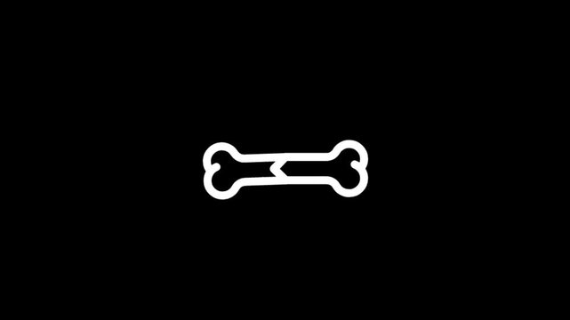 Animated white bone icons appearing and disappearing on a black background