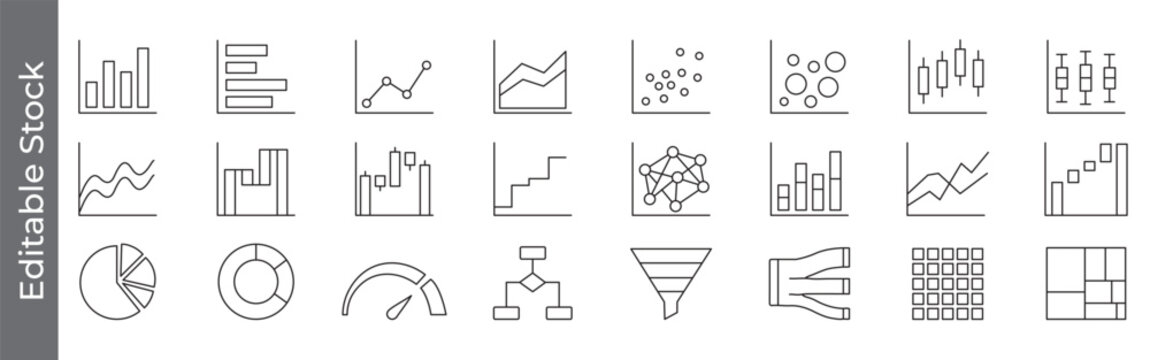 Chart and graph icon set &ndash; data, analytics, infographic, dashboard