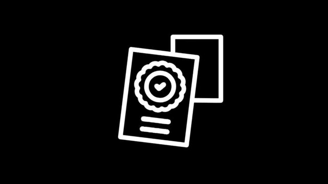 Abstract graphic of certification documents with checkmarks and seals