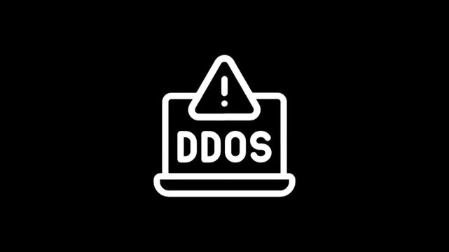 Cybersecurity warning icon for DDoS attack on a laptop screen