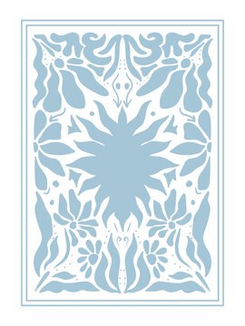 Abstract Floral Sun Pattern, Light Blue Decorative Background, Art Nouveau Style